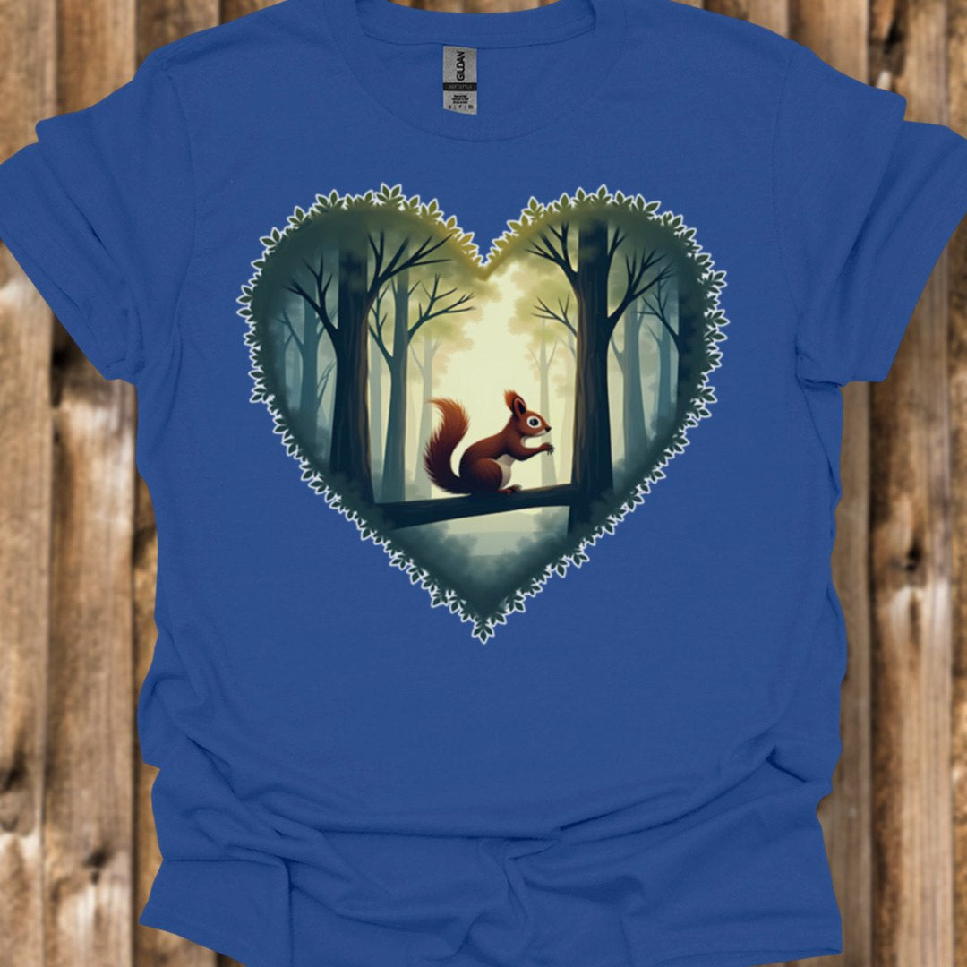 Little squirrel in heart shape trendy T-shirt