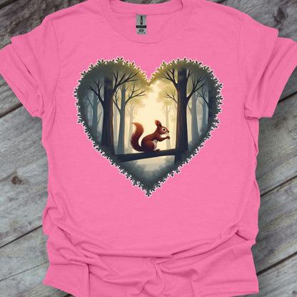 Little squirrel in heart shape trendy T-shirt
