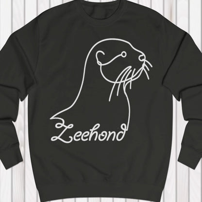 Zeehond lijntekening wit sweatshirt