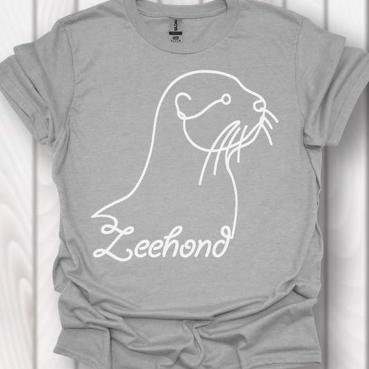 Zeehond lijntekening wit T‑Shirt