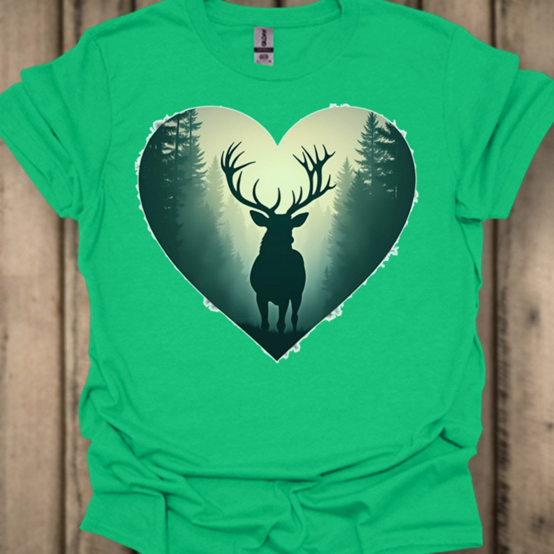 Majestic deer in heart shape trendy T-shirt