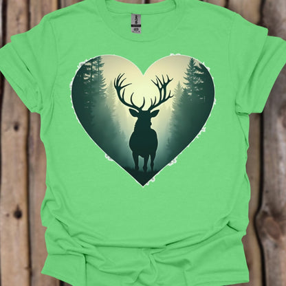 Majestic deer in heart shape trendy T-shirt