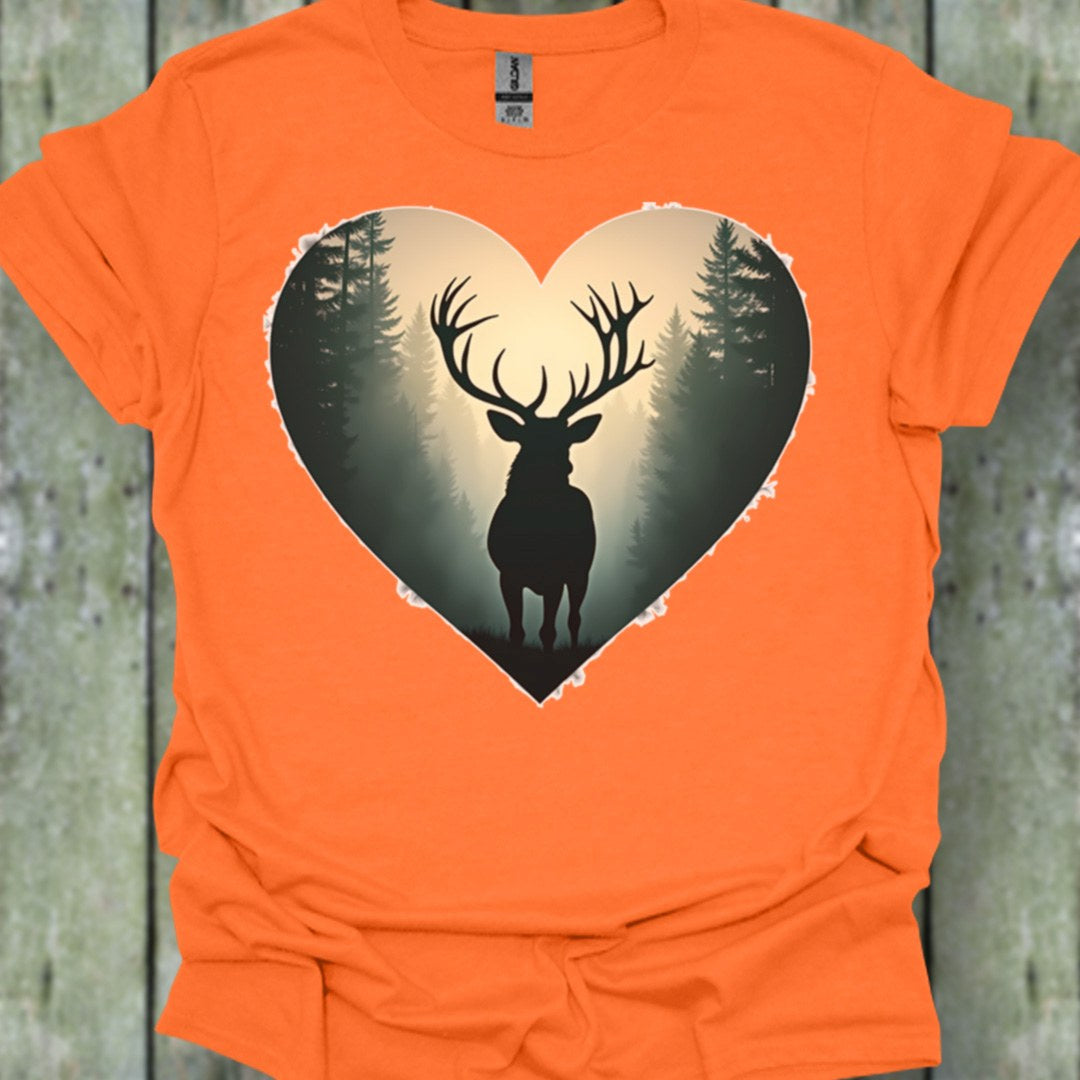 Majestic deer in heart shape trendy T-shirt