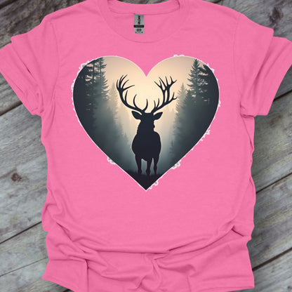 Majestic deer in heart shape trendy T-shirt