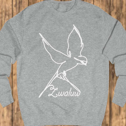 Swallow line drawing white sweatshirt
