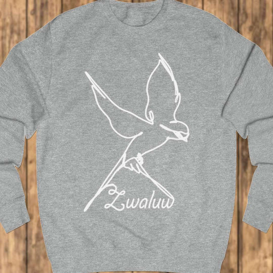 Swallow line drawing white sweatshirt