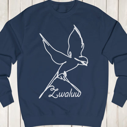 Swallow line drawing white sweatshirt