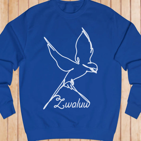 Swallow line drawing white sweatshirt