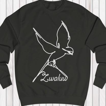 Swallow line drawing white sweatshirt