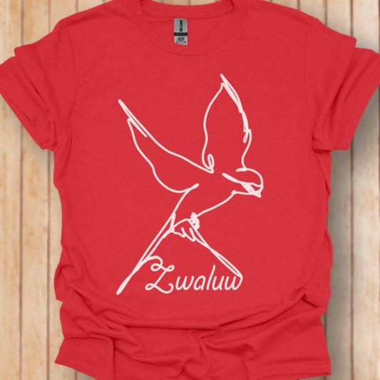 Zwaluw lijntekening wit T‑Shirt