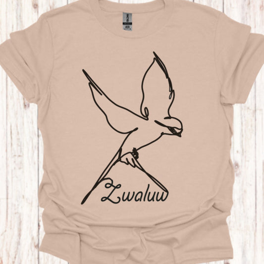 Zwaluw lijntekening zwart T‑Shirt