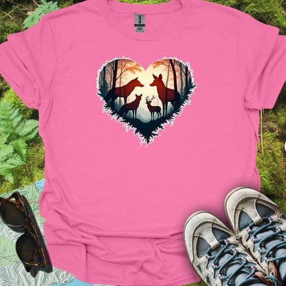 Bosdieren in hartvorm trendy T-shirt