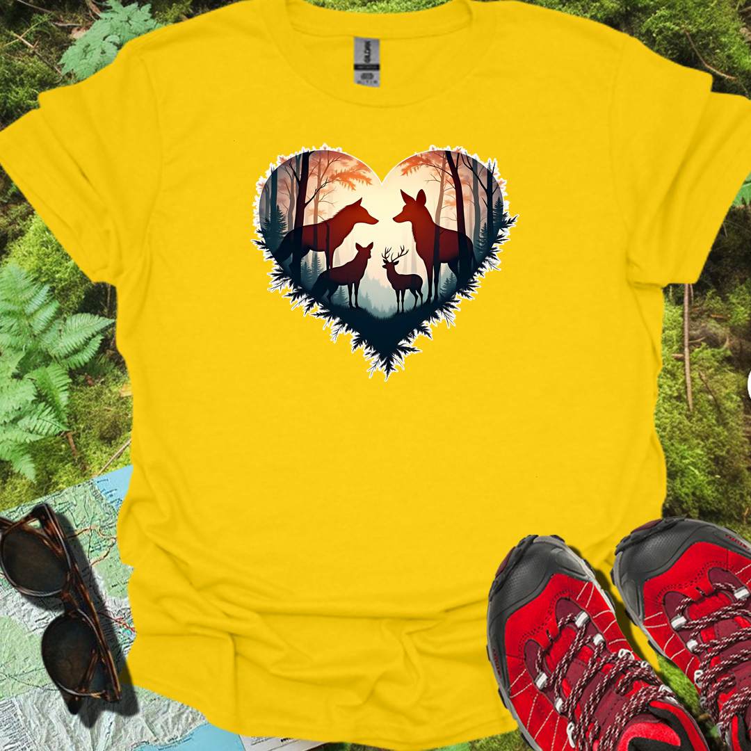Bosdieren in hartvorm trendy T-shirt