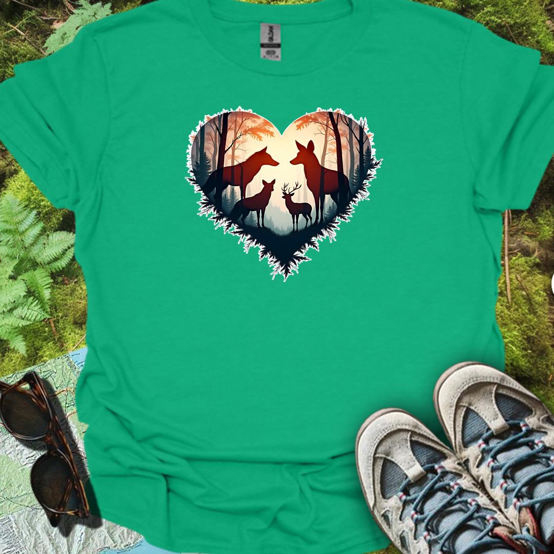 Bosdieren in hartvorm trendy T-shirt