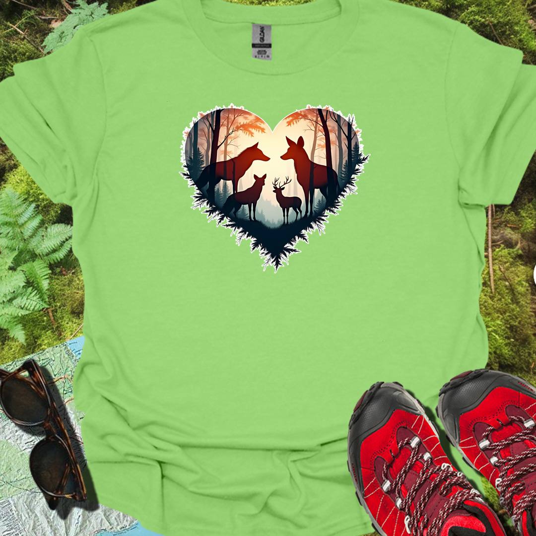 Bosdieren in hartvorm trendy T-shirt