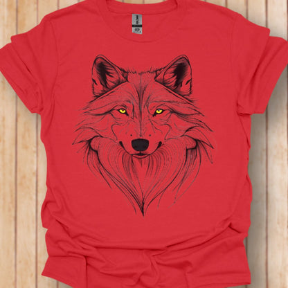 Wolf lijntekening T‑Shirt
