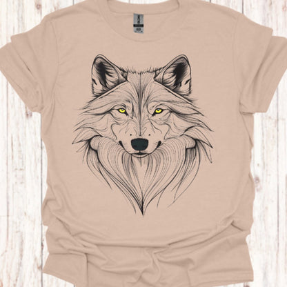 Wolf lijntekening T‑Shirt