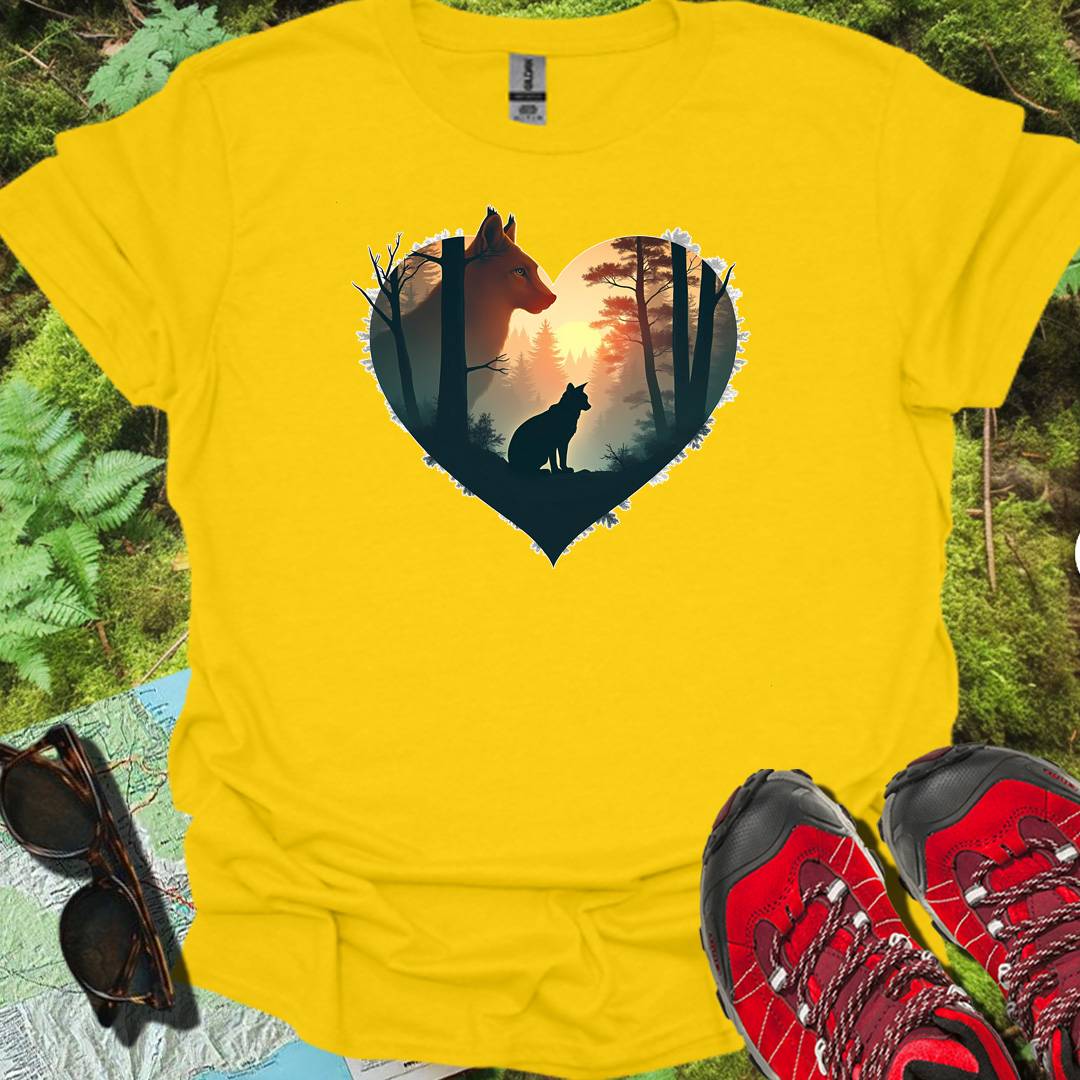 Lynxes in heart shape trendy T-shirt