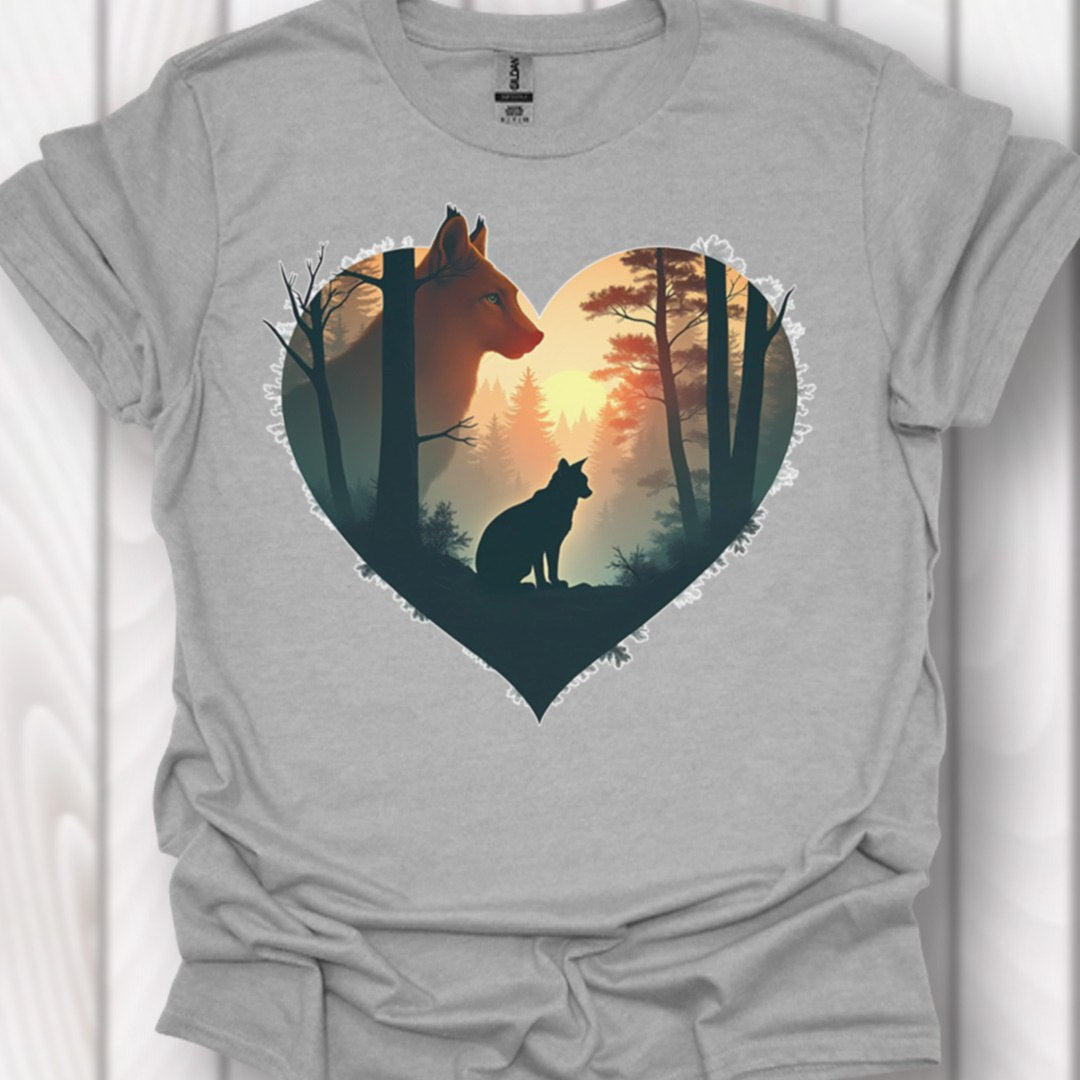 Lynxen in hartvorm tijdloos T-shirt