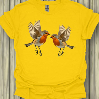 Fladderende roodborstjes trendy T-shirt