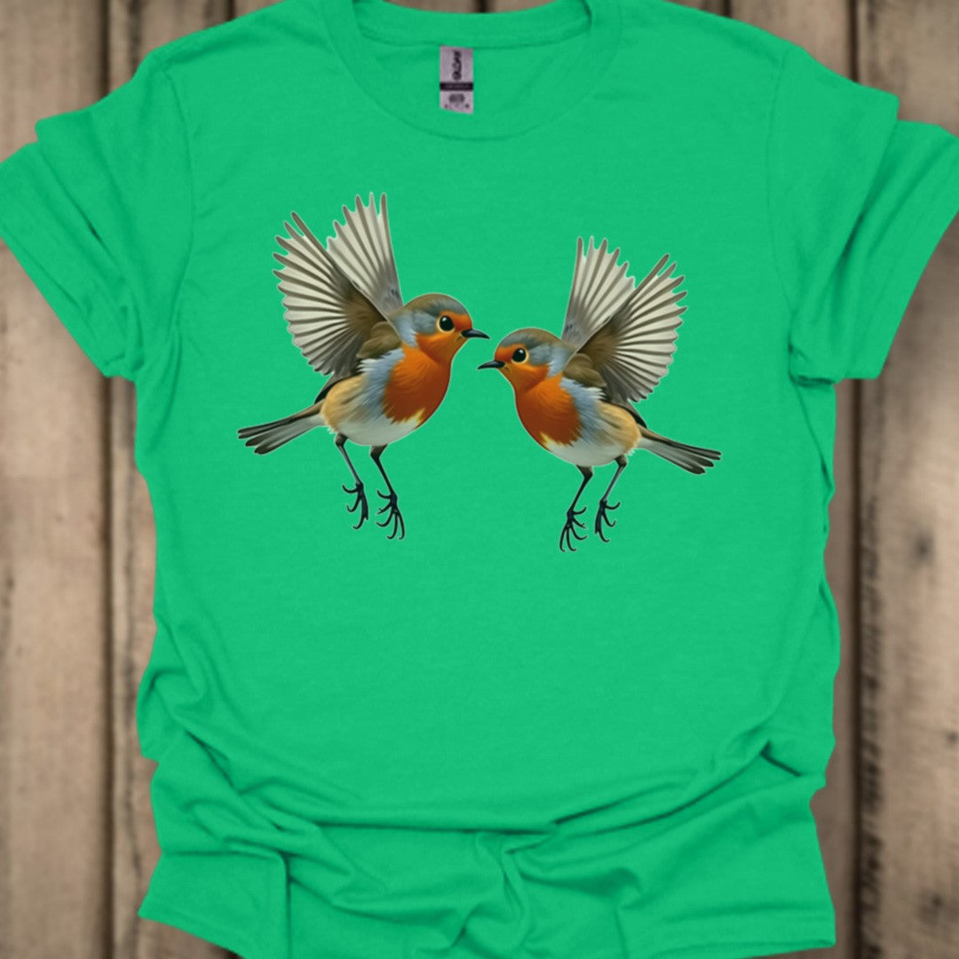 Fladderende roodborstjes trendy T-shirt