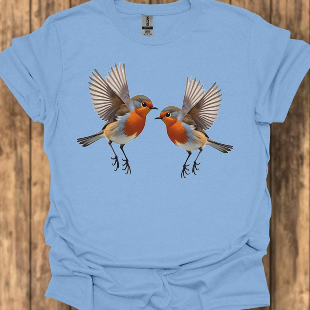 Fladderende roodborstjes trendy T-shirt