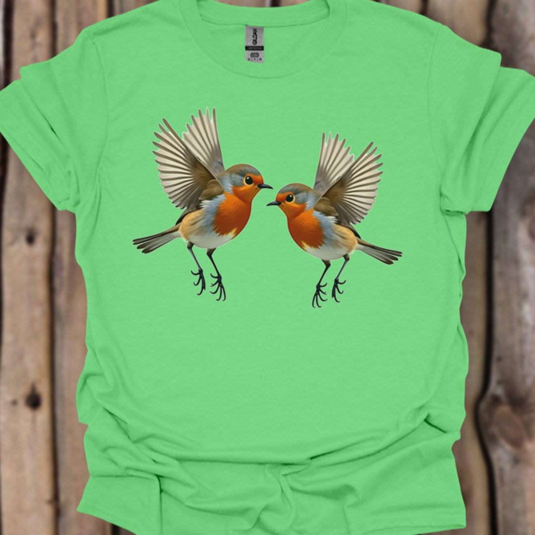Fladderende roodborstjes trendy T-shirt