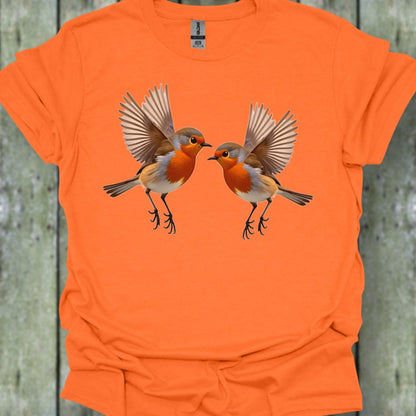 Fladderende roodborstjes trendy T-shirt