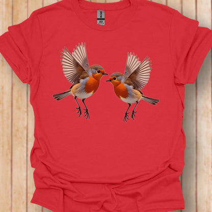 Fladderende roodborstjes trendy T-shirt