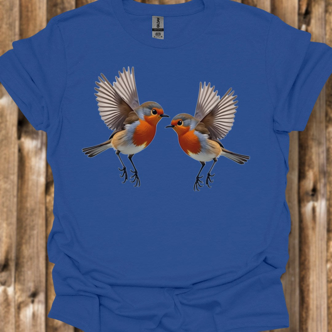 Fladderende roodborstjes trendy T-shirt