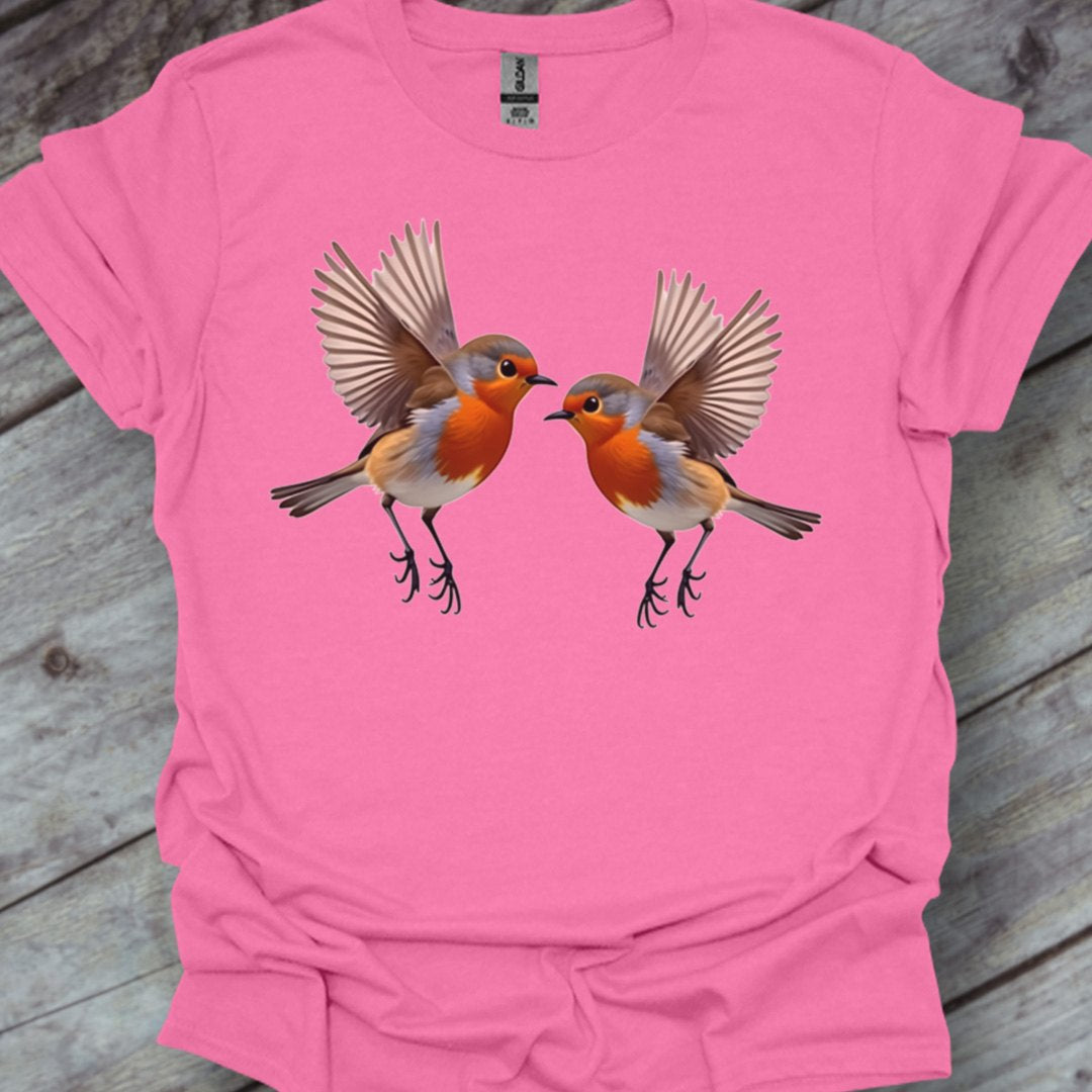 Fladderende roodborstjes trendy T-shirt