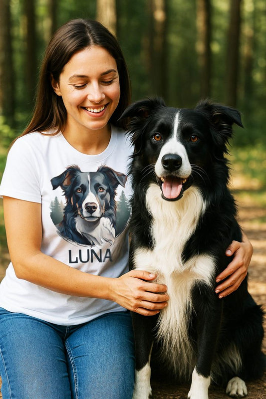 Border Collie "jouw tekst" T‑shirt