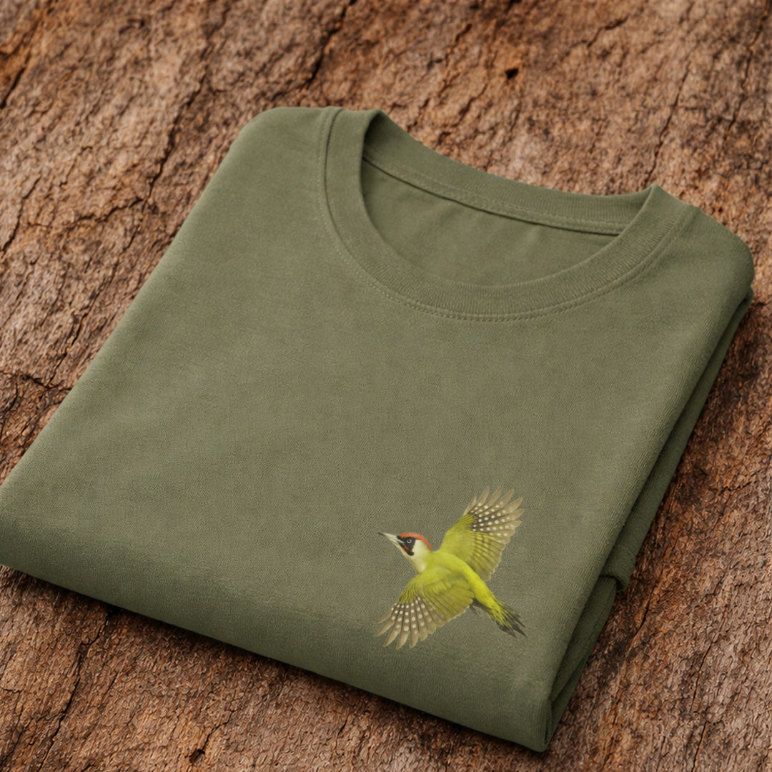 Groene Specht vliegend T-shirt