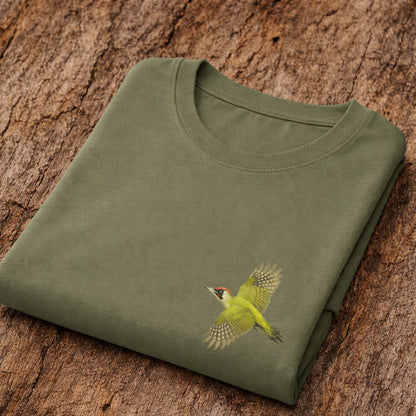 Groene Specht vliegend T-shirt
