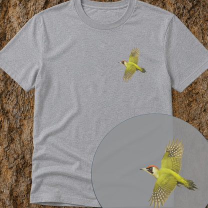 Groene Specht vliegend Bio T-shirt