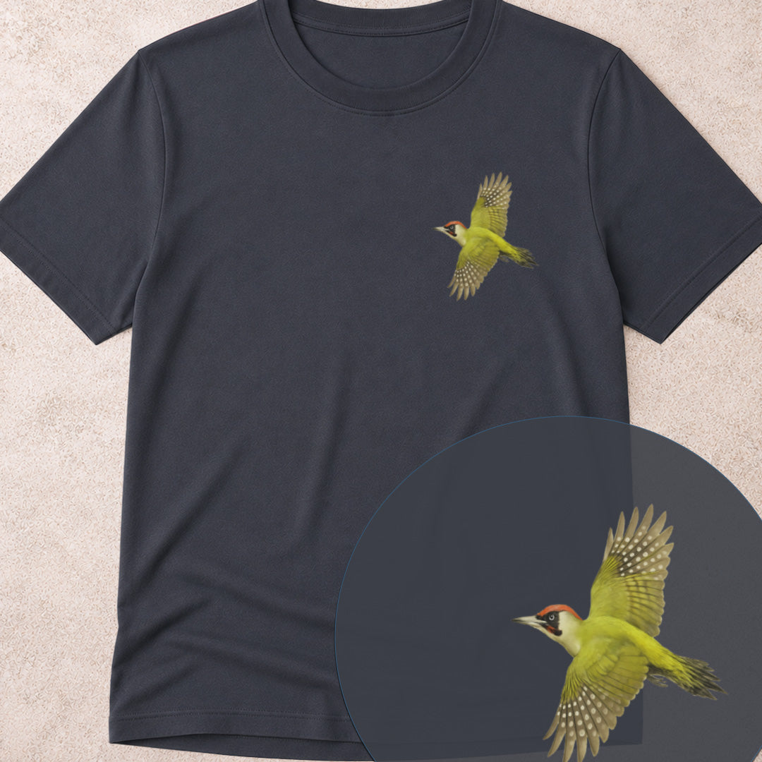 Groene Specht vliegend Bio T-shirt