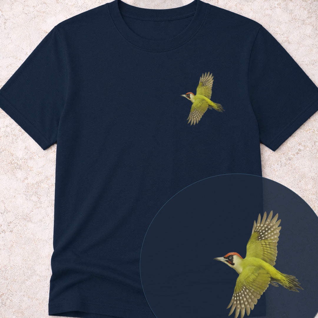 Groene Specht vliegend Bio T-shirt