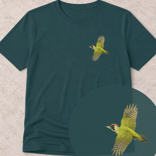 Groene Specht vliegend Bio T-shirt