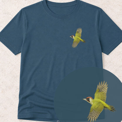 Groene Specht vliegend Bio T-shirt