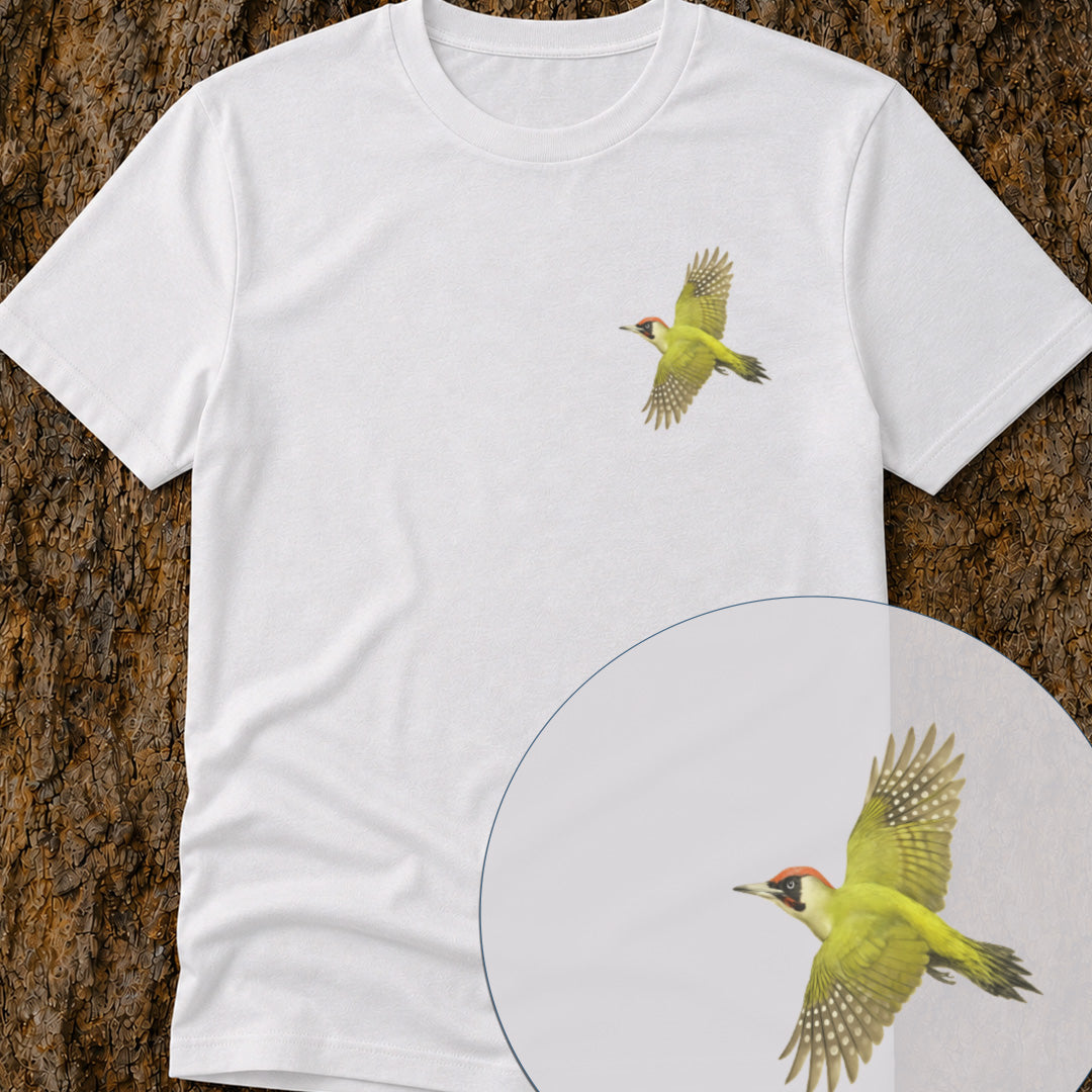 Groene Specht vliegend Bio T-shirt