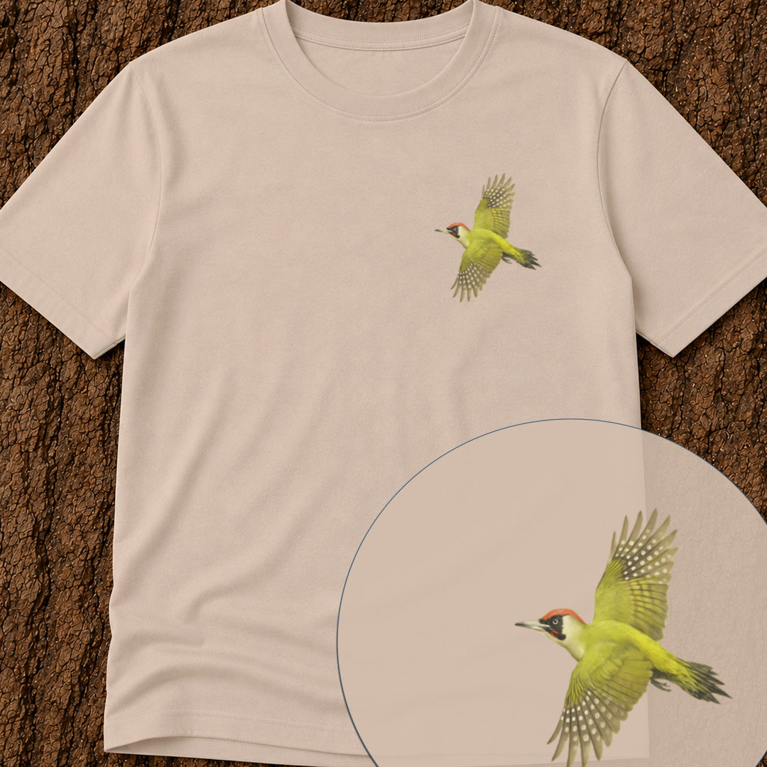 Groene Specht vliegend Bio T-shirt
