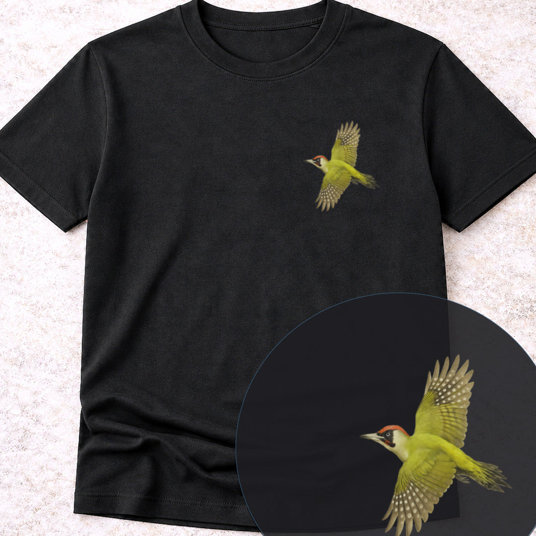 Groene Specht vliegend Bio T-shirt