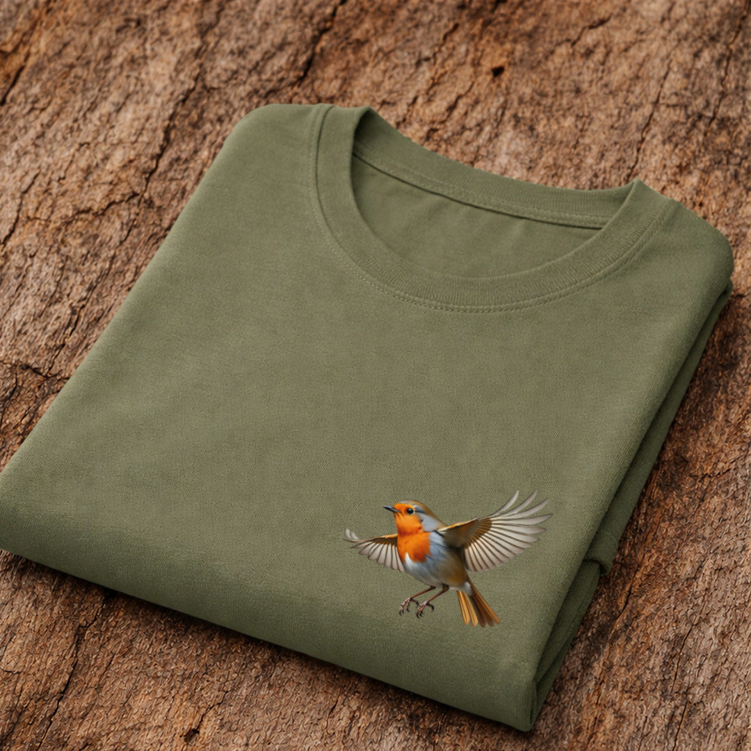 Roodborstje vliegend T-shirt