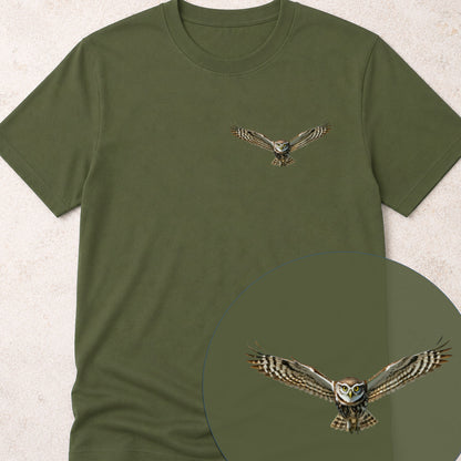 T-shirt premium Chevêche d'Athéna planant