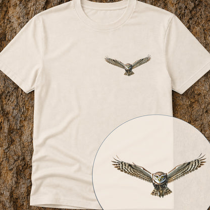 T-shirt premium Chevêche d'Athéna planant